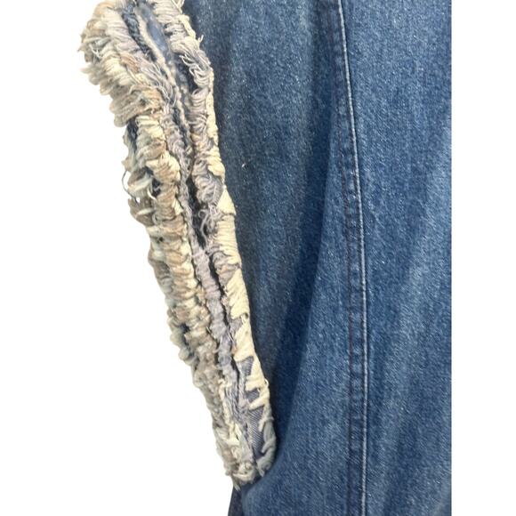 Women's Denim Handmade Vintage Fringed Western Boho Hippie Vest Pockets - Picture 5 of 9